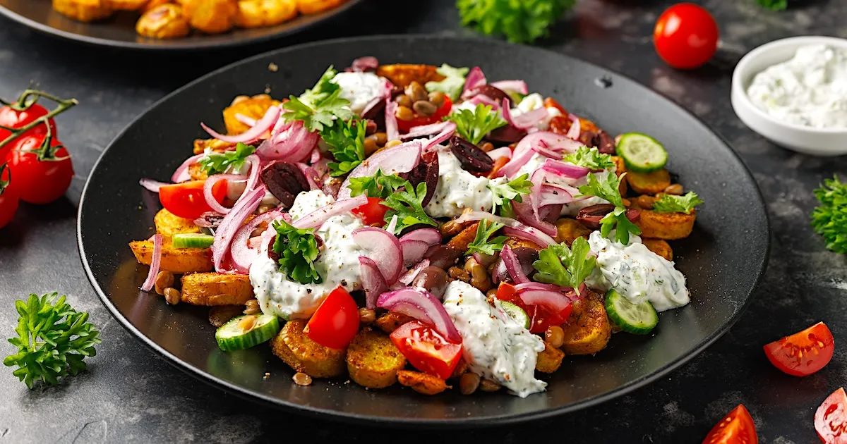 Grekisk potatissallad med tzatziki – perfekt till sommarens grillning